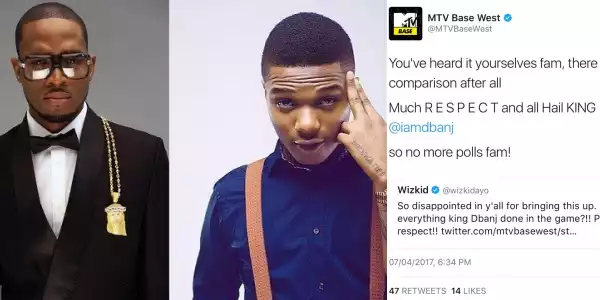 Wizkid slams MTV Base for comparing him to D’banj